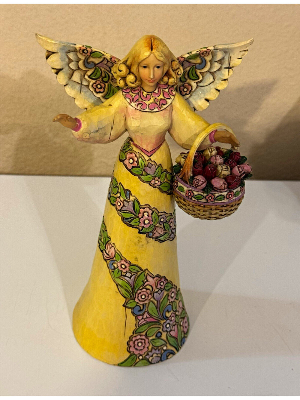 Jim Shore Peace in the Garden Angel 4007548 Basket Roses 2006 REPAIRED AS IS
